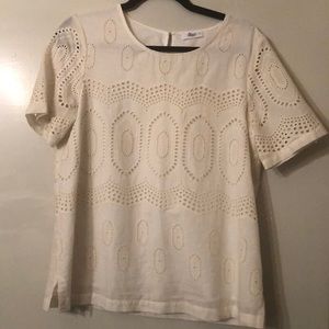 Cream short sleeve blouse